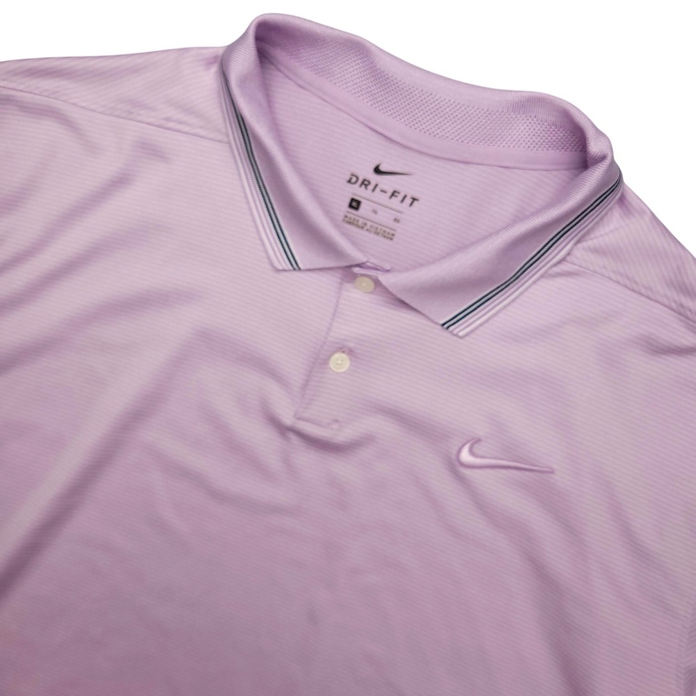 Nike Dri-FIT Polo Shirt‎ Mens XL Purple Stripe Golf Performance Stretch Top